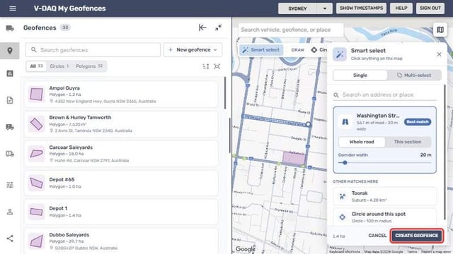 Create geofence in Smart select