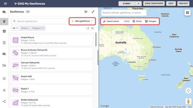 New geofence and the map toolbar