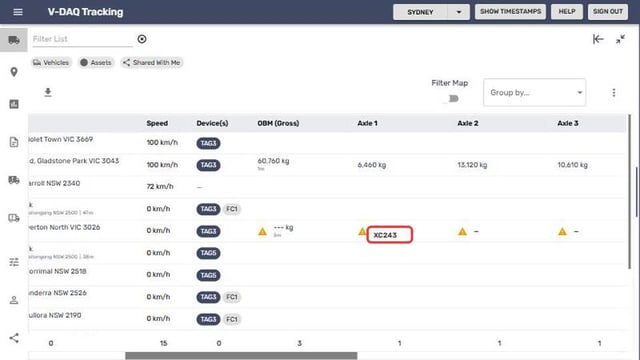 Asset name under an axle value
