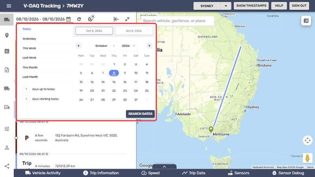 The date range picker